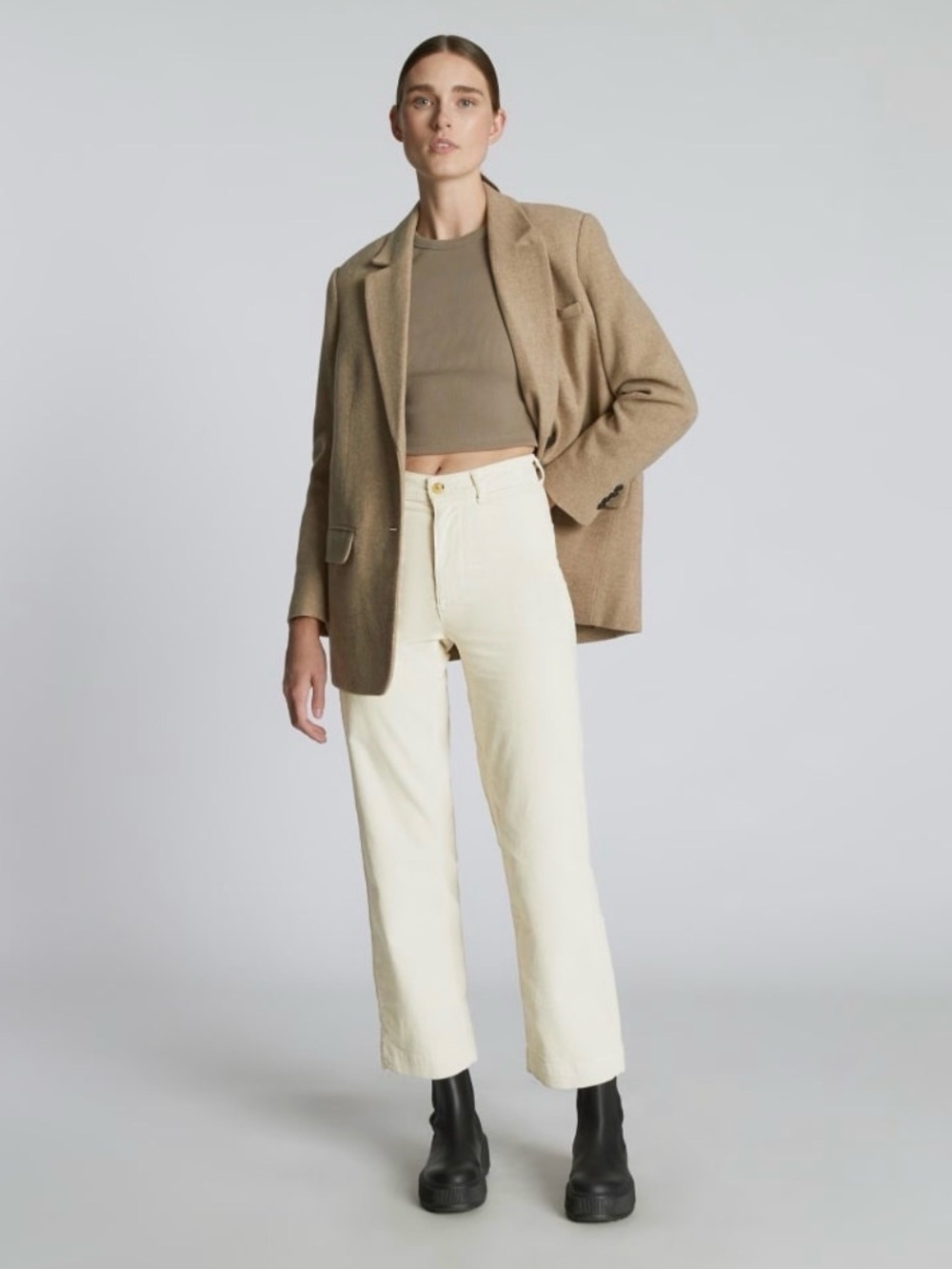 Everlane Corduroy Wide Leg Pants Ivory Ankle sz 10